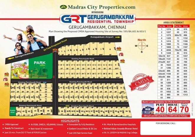 Residential plots for sale in Gerugambakkam - Madras GRT Township