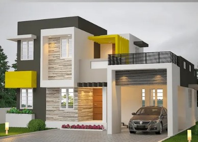 Modern structure of villas in pattambi showcasing contemporary design