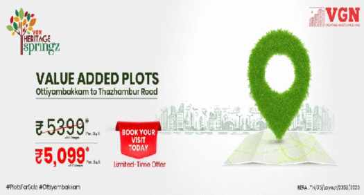 VGN Heritage Springz CMDA Approved Plots in Ottiyambakkam @ 5,399 Per Sqft rate