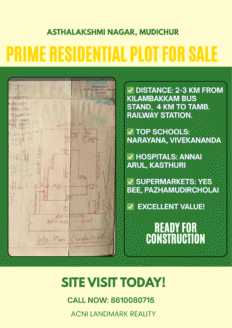 [ Prime Residential Plot for Sale ] – DTCP-approved layout | Asthalakshmi Nagar – Mudichur | 0% BROKERAGE