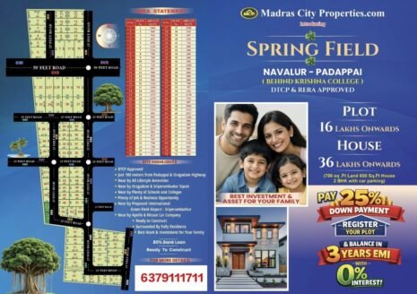 Premium Villa Plot for Sale at Spring Field , Navalur – Padappai Prime Investment Opportunity